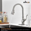 APPASO Brushed Nickel Kitchen Faucet with Pull Down Sprayer - Single Handle One Hole High Arc Pull Out Kitchen Sink Faucets Stainless Steel, 3 Spray M