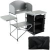 VEVOR Aluminum Portable Folding Camp Station with Windshield, Storage Organizer & 4 Adjustable Feet Quick Installation for Outdoor Picnic Beach Party