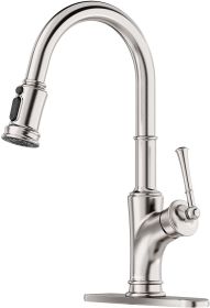 Pull Down Kitchen Faucet with Magnetic Docking Sprayer and Brush, Single Handle High Arc Single Hole Pull Out Kitchen Sink Faucets with Sprayer, Stain