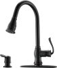 Kitchen Faucets with Pull Down Sprayer and Soap Dispenser, Single Handle Sink Faucet with Sprayer Faucets for Kitchen Sinks Oil Rubbed Bronze, APK158O