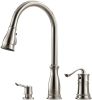 APPASO 3 Hole Pull Down Kitchen Faucet with Pull Down Sprayer Stainless Steel Brushed Nickel, 2 Hole Pull Out Kitchen Sink Faucet with Side Single Han