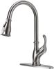 APPASO Kitchen Faucet with Pull Down Sprayer - Single Handle One Hole High Arc Pull Out Kitchen Sink Faucets with Deck Plate, Stainless Steel Brushed
