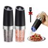 2Pcs Gravity Sensing Salt and Pepper Grinder Automatic Electric Salt Mill Grinder With Built-in LED Lights Adjustable Coarseness One Hand Operation Ba