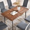 Solid Wood Vintage Dining Table, Walnut, 63"x35"x30"