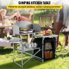 VEVOR Aluminum Portable Folding Camp Station with Windshield, Storage Organizer & 4 Adjustable Feet Quick Installation for Outdoor Picnic Beach Party
