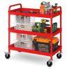 3-Tier Metal Utility Cart with Lockable Casters and Handles