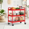 3-Tier Metal Utility Cart with Lockable Casters and Handles