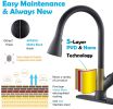 APPASO Black Kitchen Faucet with Pull Down Sprayer, Single Handle Stainless Steel High Arc Kitchen Sink Faucet with Pull Out Sprayer Deck Plate, Matte