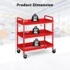 3-Tier Metal Utility Cart with Lockable Casters and Handles