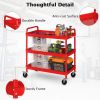 3-Tier Metal Utility Cart with Lockable Casters and Handles