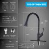 APPASO Black Kitchen Faucet with Pull Down Sprayer, Single Handle Stainless Steel High Arc Kitchen Sink Faucet with Pull Out Sprayer Deck Plate, Matte