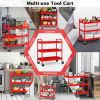 3-Tier Metal Utility Cart with Lockable Casters and Handles
