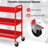 3-Tier Metal Utility Cart with Lockable Casters and Handles