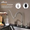 APPASO 3 Hole Pull Down Kitchen Faucet with Pull Down Sprayer Stainless Steel Brushed Nickel, 2 Hole Pull Out Kitchen Sink Faucet with Side Single Han