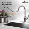 APPASO Kitchen Faucet with Pull Down Sprayer - Single Handle One Hole High Arc Pull Out Kitchen Sink Faucets with Deck Plate, Stainless Steel Brushed