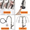 Pull Down Kitchen Faucet with Magnetic Docking Sprayer and Brush, Single Handle High Arc Single Hole Pull Out Kitchen Sink Faucets with Sprayer, Stain