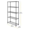 Adjustable 36"W x 14"D x 72"H 5-Tier Freestanding Shelf; Metal with Plastic Connectors; Black