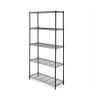 Adjustable 36"W x 14"D x 72"H 5-Tier Freestanding Shelf; Metal with Plastic Connectors; Black