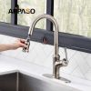 Pull Down Kitchen Faucet with Magnetic Docking Sprayer and Brush, Single Handle High Arc Single Hole Pull Out Kitchen Sink Faucets with Sprayer, Stain