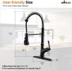 APPASO Commercial Matte Black Single Handle Pull Down Kitchen Faucet with 3 Modes Sprayer, Antique Spring Modern Tall High Arc Single Pull Out Hole Ki