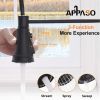 APPASO Commercial Matte Black Single Handle Pull Down Kitchen Faucet with 3 Modes Sprayer, Antique Spring Modern Tall High Arc Single Pull Out Hole Ki