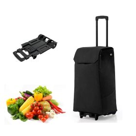 Household Commercial Foldable Multi-Usage Heavy-Duty Utility Grocery Cart (Color: BLACK, Type: Grocery Cart)
