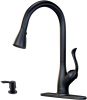 Matte Black Kitchen Faucet Pull Down Sprayer and Soap Dispenser - Single Handle Commercial High Arc One Hole Pull Out Spray Head Kitchen Sink Faucets