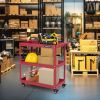 3-Tier Rolling Tool Cart with Spacious Shelves, 4 Universal Wheels and 2 Brakes