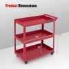 3-Tier Rolling Tool Cart with Spacious Shelves, 4 Universal Wheels and 2 Brakes