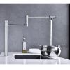 Pot Filler Faucet Kitchen Folding Faucet 2 Handle with Stretchable Double Joint Swing Arms Brass Stove Faucet