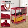 3-Tier Rolling Tool Cart with Spacious Shelves, 4 Universal Wheels and 2 Brakes