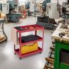 3-Tier Rolling Tool Cart with Spacious Shelves, 4 Universal Wheels and 2 Brakes