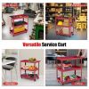 3-Tier Rolling Tool Cart with Spacious Shelves, 4 Universal Wheels and 2 Brakes