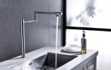 Pot Filler Faucet Kitchen Folding Faucet 2 Handle with Stretchable Double Joint Swing Arms Brass Stove Faucet
