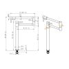 Pot Filler Faucet Kitchen Folding Faucet 2 Handle with Stretchable Double Joint Swing Arms Brass Stove Faucet