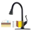 Matte Black Kitchen Faucet Pull Down Sprayer and Soap Dispenser - Single Handle Commercial High Arc One Hole Pull Out Spray Head Kitchen Sink Faucets