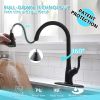 Matte Black Kitchen Faucet Pull Down Sprayer and Soap Dispenser - Single Handle Commercial High Arc One Hole Pull Out Spray Head Kitchen Sink Faucets