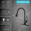 Matte Black Kitchen Faucet Pull Down Sprayer and Soap Dispenser - Single Handle Commercial High Arc One Hole Pull Out Spray Head Kitchen Sink Faucets