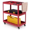 3-Tier Rolling Tool Cart with Spacious Shelves, 4 Universal Wheels and 2 Brakes