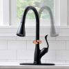 Matte Black Kitchen Faucet Pull Down Sprayer and Soap Dispenser - Single Handle Commercial High Arc One Hole Pull Out Spray Head Kitchen Sink Faucets